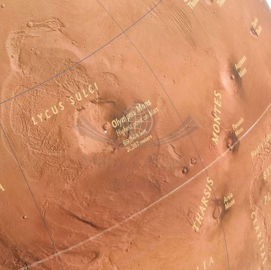 Globus planety Mars. Podświetlany. National Geographic. Fragment 3