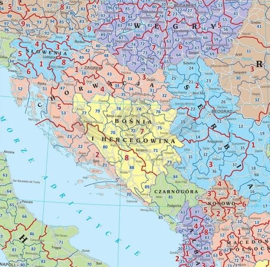 Europa 1:2 500 000. Mapa kodowa. Wersja do wpinania wydawnictwa Eko-Graf. Fragment 1