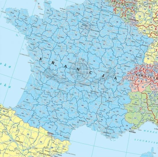 Europa 1:2 500 000. Mapa kodowa. Wersja do wpinania wydawnictwa Eko-Graf. Fragment 2