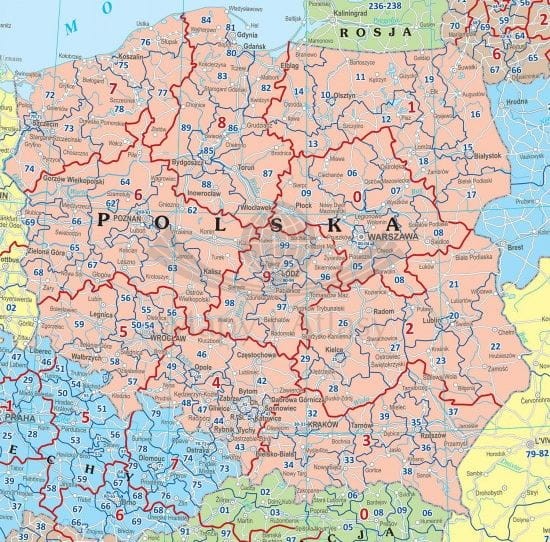 Europa 1:2 500 000. Mapa kodowa. Wersja do wpinania wydawnictwa Eko-Graf. Fragment 3