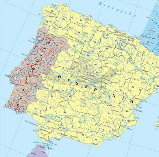 Europa 1:2 500 000. Mapa kodowa. Wersja do wpinania wydawnictwa Eko-Graf. Fragment 4