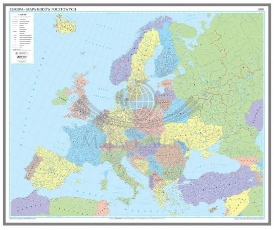 Europa 1:2 500 000. Mapa kodowa. Wersja magnetyczna wydawnictwa Eko-Graf. Całość