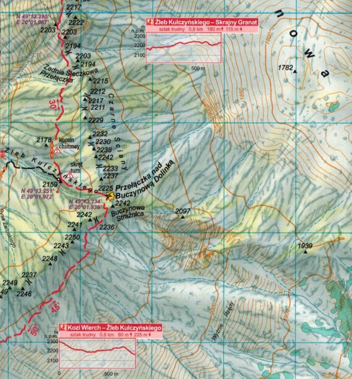 Orla Perć 1:5 000. Mapa turystyczna wydawnictwa Sygnatura. Fragment 2
