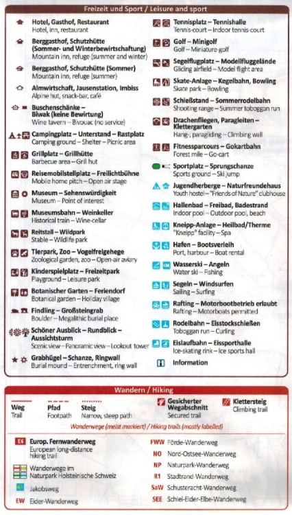 Kiel, Rendsburg, Schleswig. Wodoodporna mapa turystyczna 714 wydawnictwa Kompass. Legenda 2