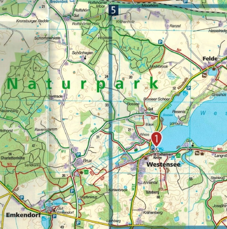 Kiel, Rendsburg, Schleswig. Wodoodporna mapa turystyczna 714 wydawnictwa Kompass. Fragment 2