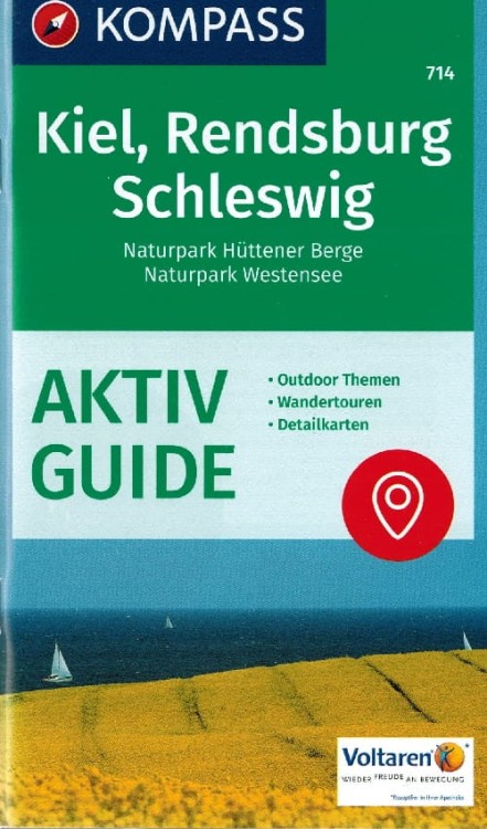 Kiel, Rendsburg, Schleswig. Wodoodporna mapa turystyczna 714 wydawnictwa Kompass. Informator