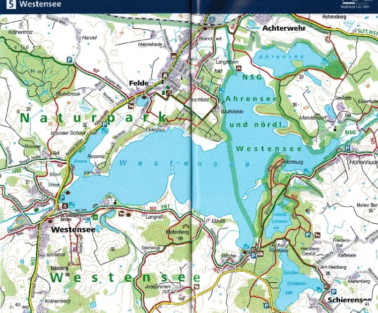 Kiel, Rendsburg, Schleswig. Wodoodporna mapa turystyczna 714 wydawnictwa Kompass. Informator przykładowa strona 2