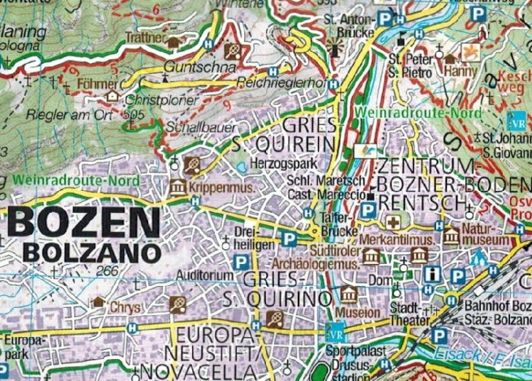 Trydent i okolice. Zestaw trzech map turystycznych 683 wydawnictwa Kompass. Mapa 1 - fragment