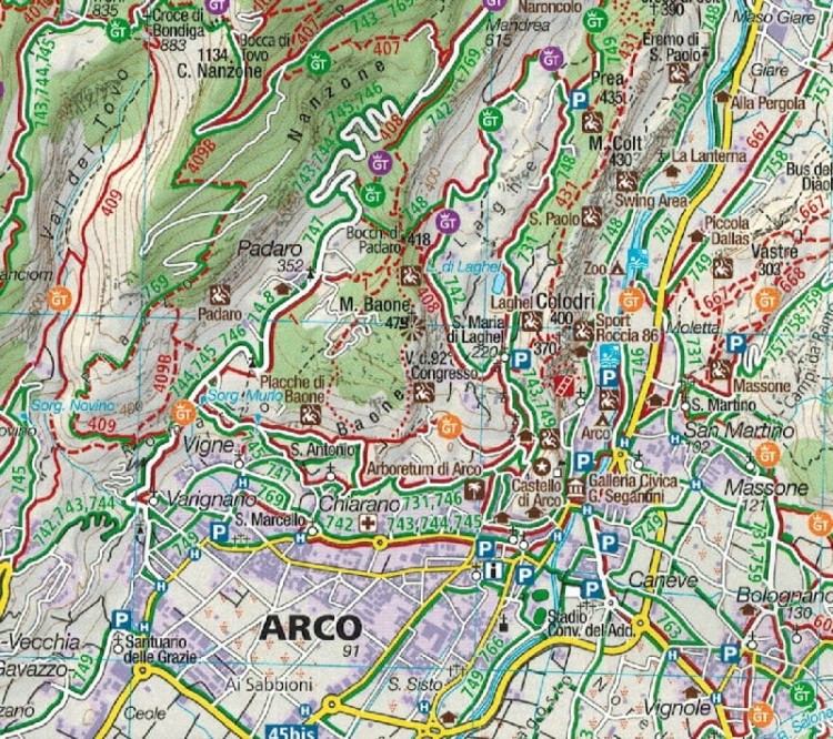 Trydent i okolice. Zestaw trzech map turystycznych 683 wydawnictwa Kompass. Mapa 3 - fragment