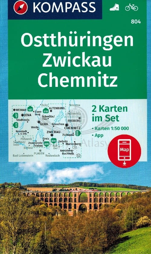 Ostthuringen, Zwickau, Chemnitz. Zestaw dwóch map turystycznych. Kompass