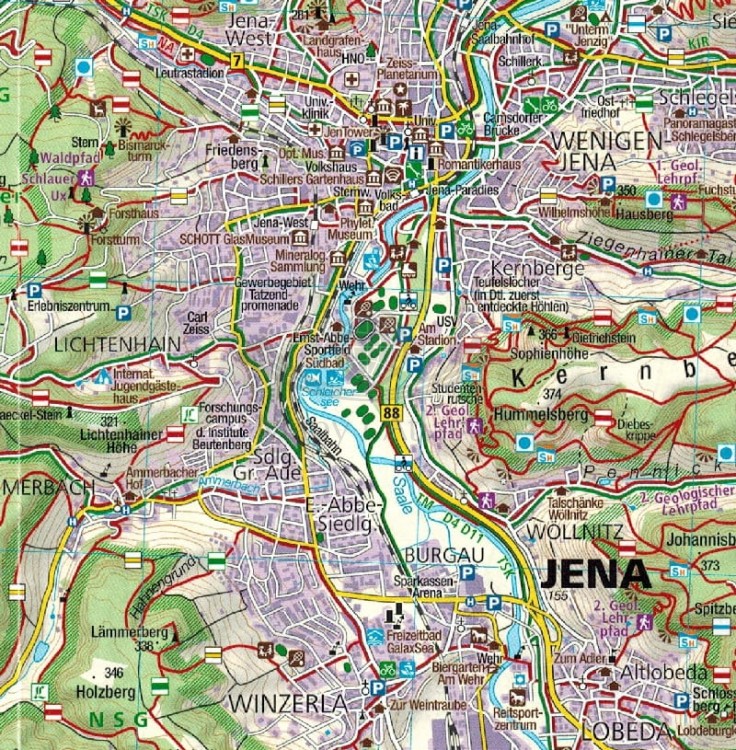 Wschodnia Turyngia, Zwickau. Zestaw dwóch map turystycznych 804 wydawnictwa Kompass. Fragment 1
