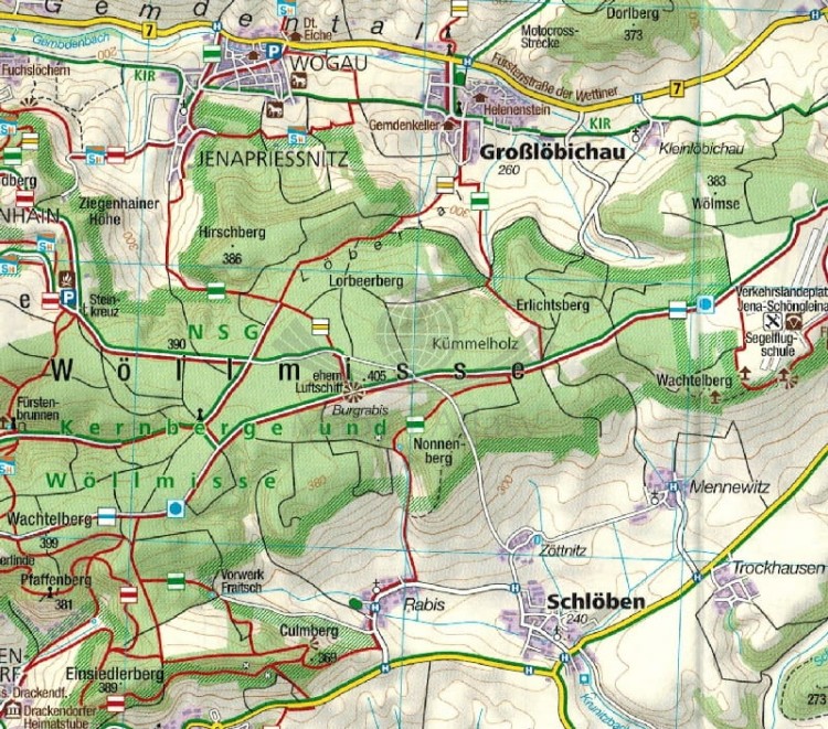 Wschodnia Turyngia, Zwickau. Zestaw dwóch map turystycznych 804 wydawnictwa Kompass. Fragment 2
