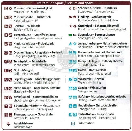 Wschodnia Turyngia, Zwickau. Zestaw dwóch map turystycznych 804 wydawnictwa Kompass. Legenda 2