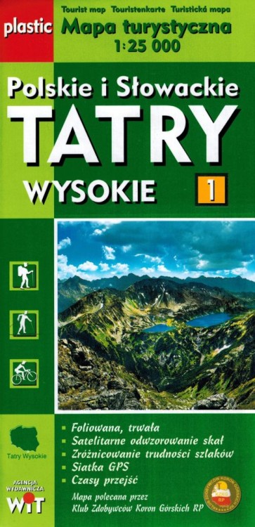 Polskie i Słowackie Tatry Wysokie i Zachodnie. Zestaw dwóch laminowanych map turystycznych wydawnictwa WiT. Mapa 1 - okładka