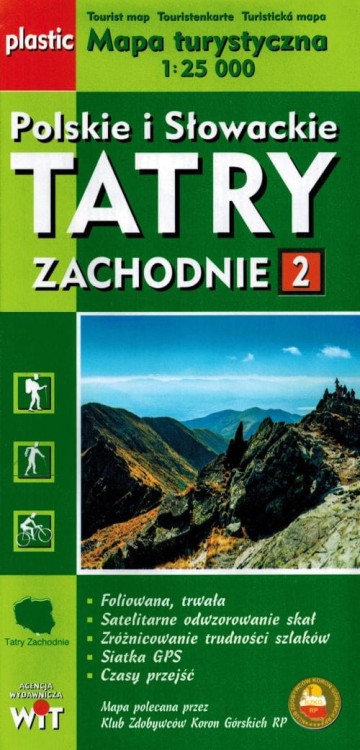 Polskie i Słowackie Tatry Wysokie i Zachodnie. Zestaw dwóch laminowanych map turystycznych wydawnictwa WiT. Mapa 2 - okładka