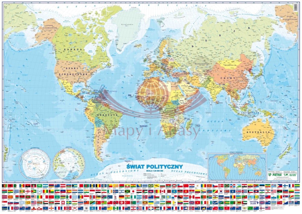 Świat 1:28 000 000. Naklejka, mapa ścienna polityczna
