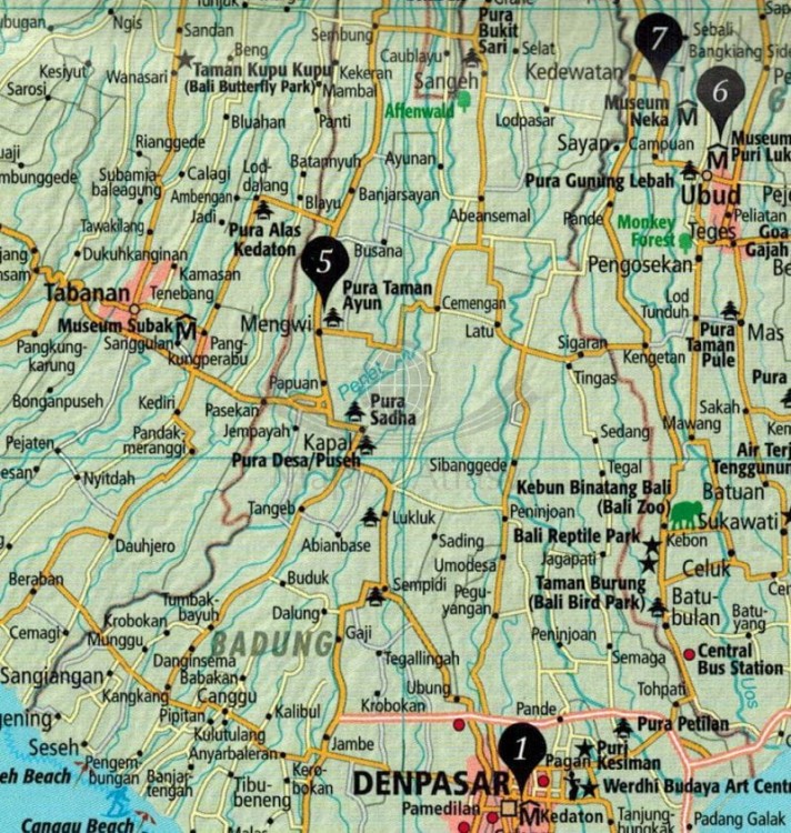 Bali. Przewodnik z mapą wyspy wydawnictwa Dumont. Mapa - fragment