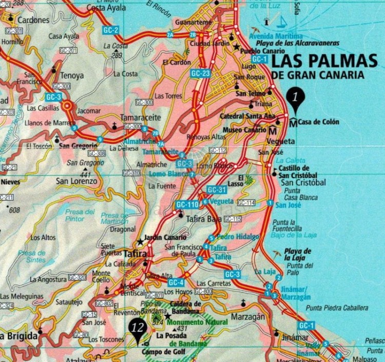 Gran Canaria. Przewodnik z mapą wydawnictwa Dumont. Mapa - fragment