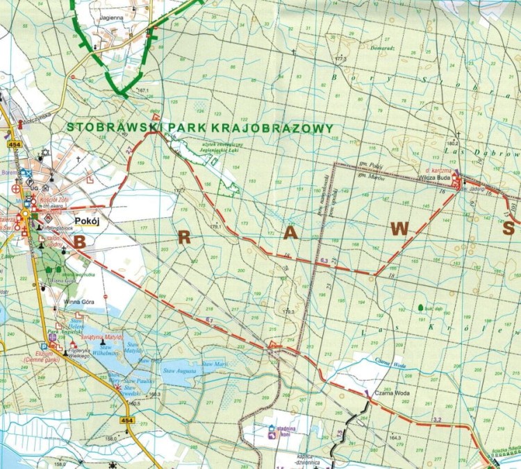 Stobrawski Park Krajobrazowy. Mapa turystyczna wydawnictwa Plan. Fragment 1