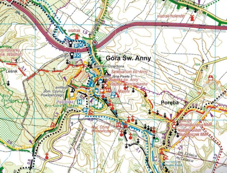 Stobrawski Park Krajobrazowy. Mapa turystyczna wydawnictwa Plan. Fragment 3