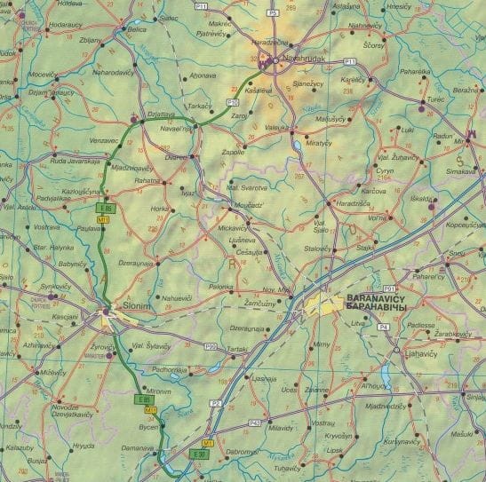 Białoruś. Mapa samochodowo-turystyczna wydawnictwa ITMB. Fragment