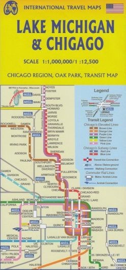 Chicago i Jezioro Michigan. Wodoodporna mapa samochodowo-turystyczna wydawnictwa ITMB. Okładka tył