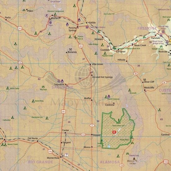 Denver i Colorado. Mapa samochodowo-turystyczna wydawnictwa ITMB. Fragment 1