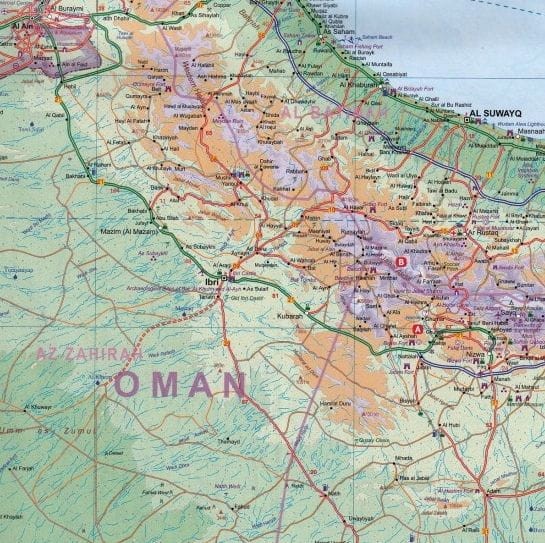 Oman i Jemen. Mapa samochodowo-turystyczna wydawnictwa ITMB. Fragment