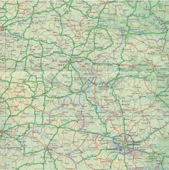 Indie. Wodoodporna mapa samochodowo-turystyczna wydawnictwa ITMB. Fragment