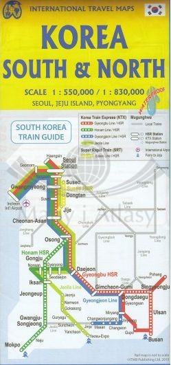 Korea Północna i Południowa. Wodoodporna mapa samochodowo-turystyczna wydawnictwa ITMB. Okładka tył