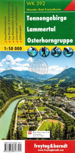 Południowo-wschodnie okolice Salzburga. Mapa turystyczna WK 392 wydawnictwa Freytag & Berndt. Okładka