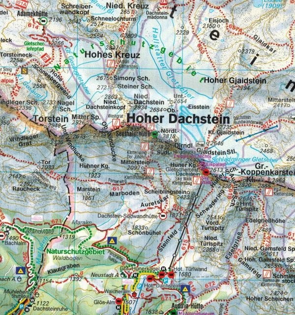Południowo-wschodnie okolice Salzburga. Mapa turystyczna WK 392 wydawnictwa Freytag & Berndt. Fragment 1