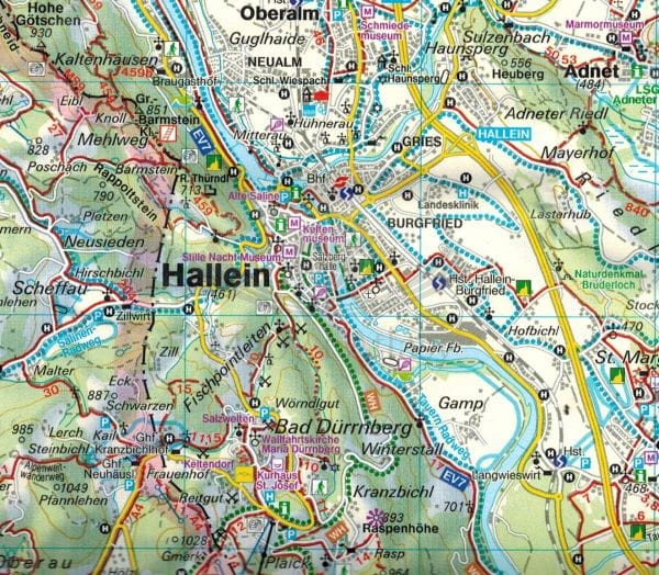 Południowo-wschodnie okolice Salzburga. Mapa turystyczna WK 392 wydawnictwa Freytag & Berndt. Fragment 2