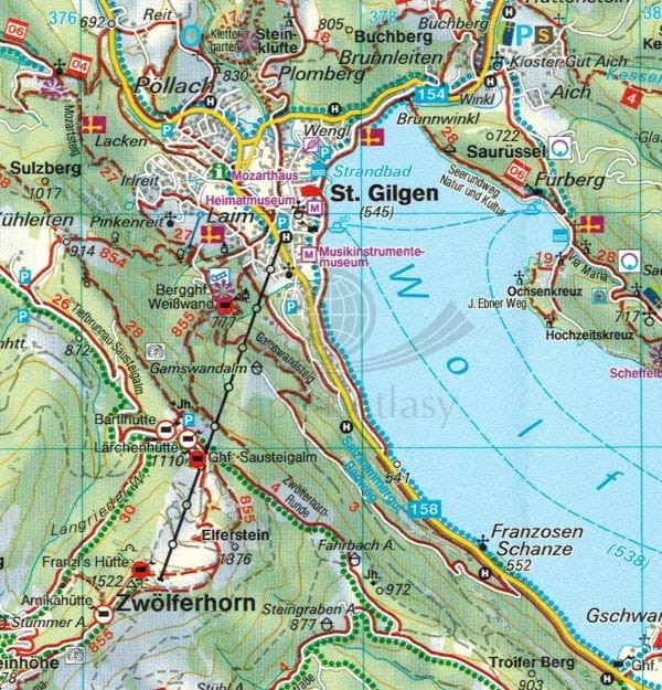 Południowo-wschodnie okolice Salzburga. Mapa turystyczna WK 392 wydawnictwa Freytag & Berndt. Fragment 3