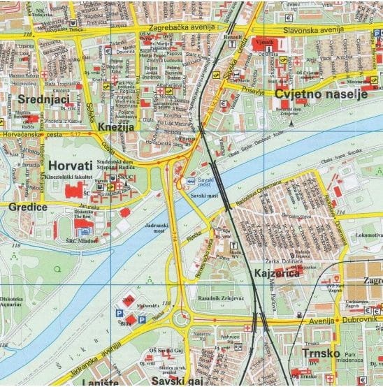 Zagrzeb. Mapa/ Plan miasta wydawnictwa Freytag & Berndt. Fragment