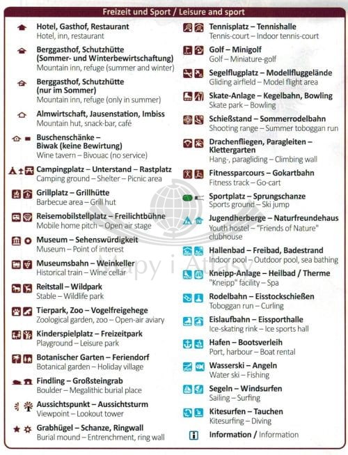 Wiener Hausberge, Schneeberg, Rax. Zestaw dwóch map turystycznych 228 wydawnictwa Kompass. Legenda 2