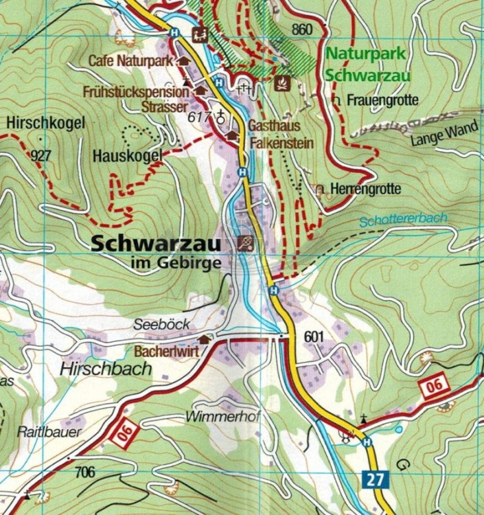 Wiener Hausberge, Schneeberg, Rax. Zestaw dwóch map turystycznych 228 wydawnictwa Kompass. Mapa 1 - fragment 1