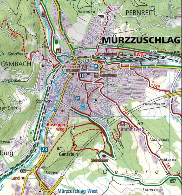 Wiener Hausberge, Schneeberg, Rax. Zestaw dwóch map turystycznych 228 wydawnictwa Kompass. Mapa 2 - fragment 1