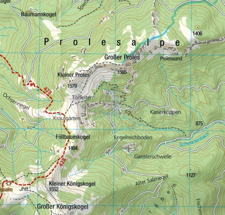 Wiener Hausberge, Schneeberg, Rax. Zestaw dwóch map turystycznych 228 wydawnictwa Kompass. Mapa 2 - fragment 2