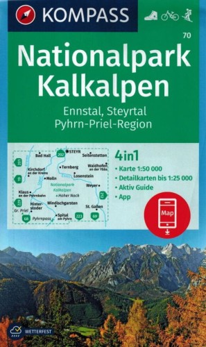 Nationalpark Kalkalpen. Laminowana mapa turystyczna 70 wydawnictwa Kompass. Okładka