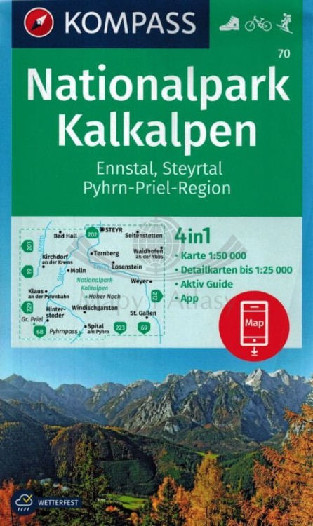 Nationalpark Kalkalpen. Laminowana mapa turystyczna 70 wydawnictwa Kompass. Okładka