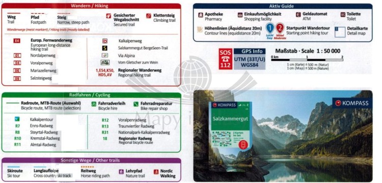 Nationalpark Kalkalpen. Laminowana mapa turystyczna 70 wydawnictwa Kompass. Legenda 3
