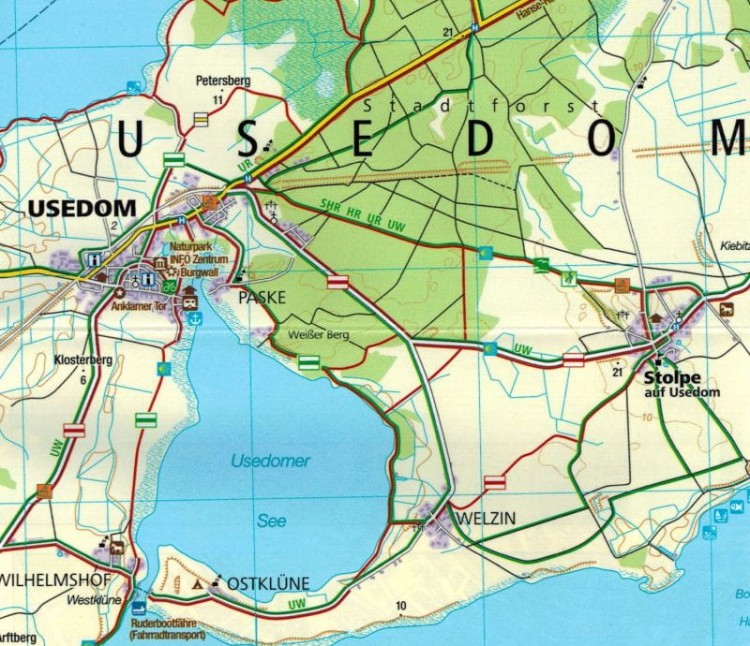 Uznam i Wolin. Wodoodporna mapa turystyczna 738. wydawnictwa Kompass. Fragment 2