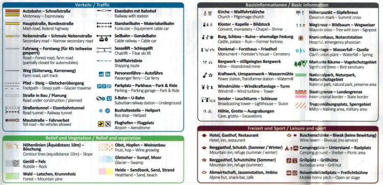 Uznam i Wolin. Wodoodporna mapa turystyczna 738. wydawnictwa Kompass. Legenda 1