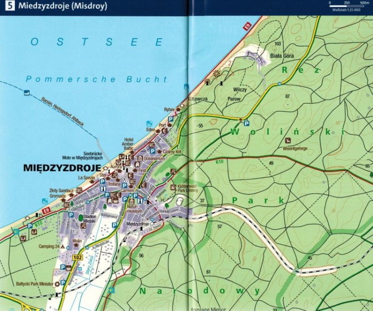 Uznam i Wolin. Wodoodporna mapa turystyczna 738. wydawnictwa Kompass. Informator strona przykładowa 2