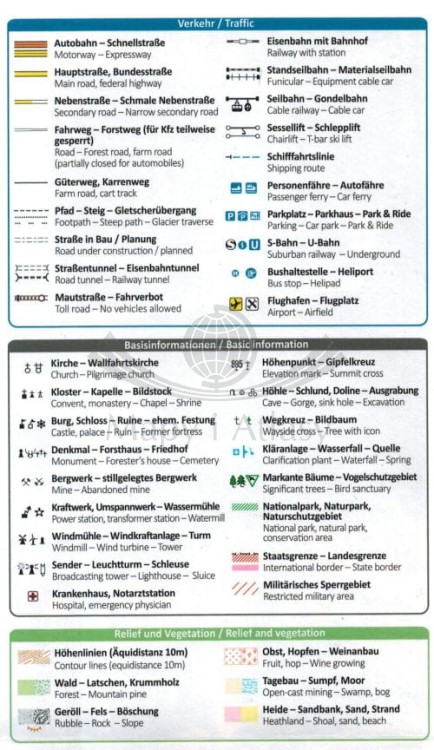 Górne Łużyce, Góry Żytawskie. Wodoodporna mapa turystyczna 811 wydawnictwa Kompass. Legenda 1