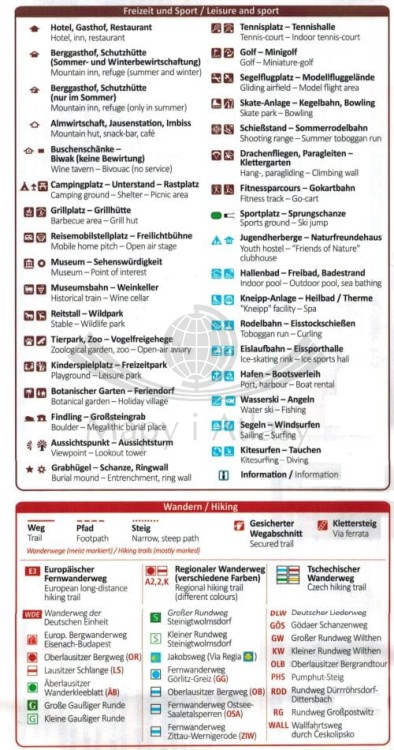 Górne Łużyce, Góry Żytawskie. Wodoodporna mapa turystyczna 811 wydawnictwa Kompass. Legenda 2
