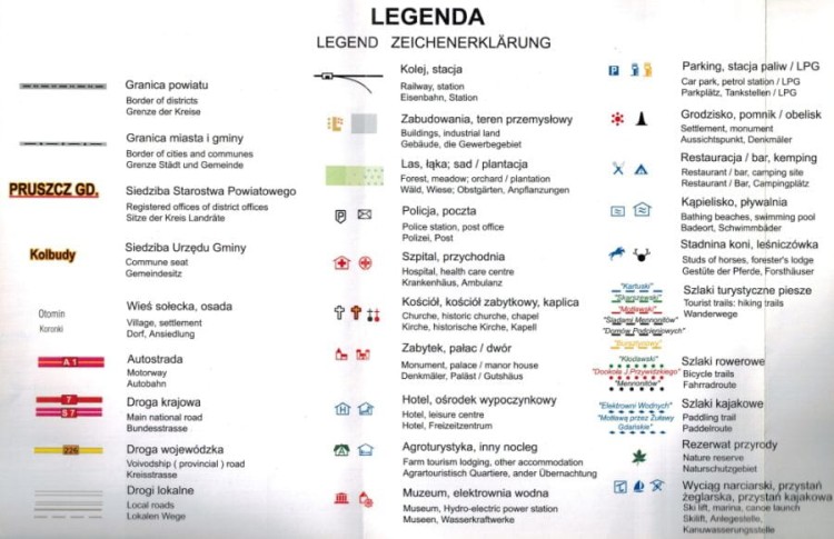 Powiat Gdański 1:50 000. Mapa turystyczna wydawnictwa BiK. Legenda