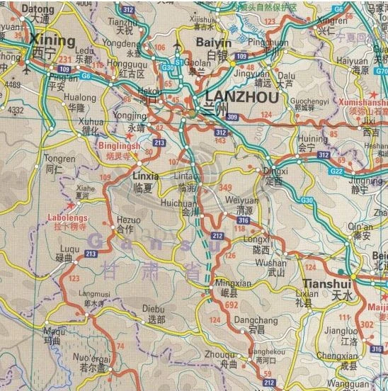 Chiny 1:4 000 000. Wodoodporna mapa samochodowo-turystyczna wydawnictwa Reise Know-How. Fragment