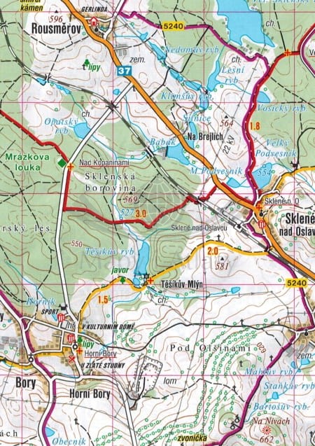 Trebicsko, Velkomeziricsko. Mapa tutystyczna 450 wydawnictwa Shocart. Fragment 2